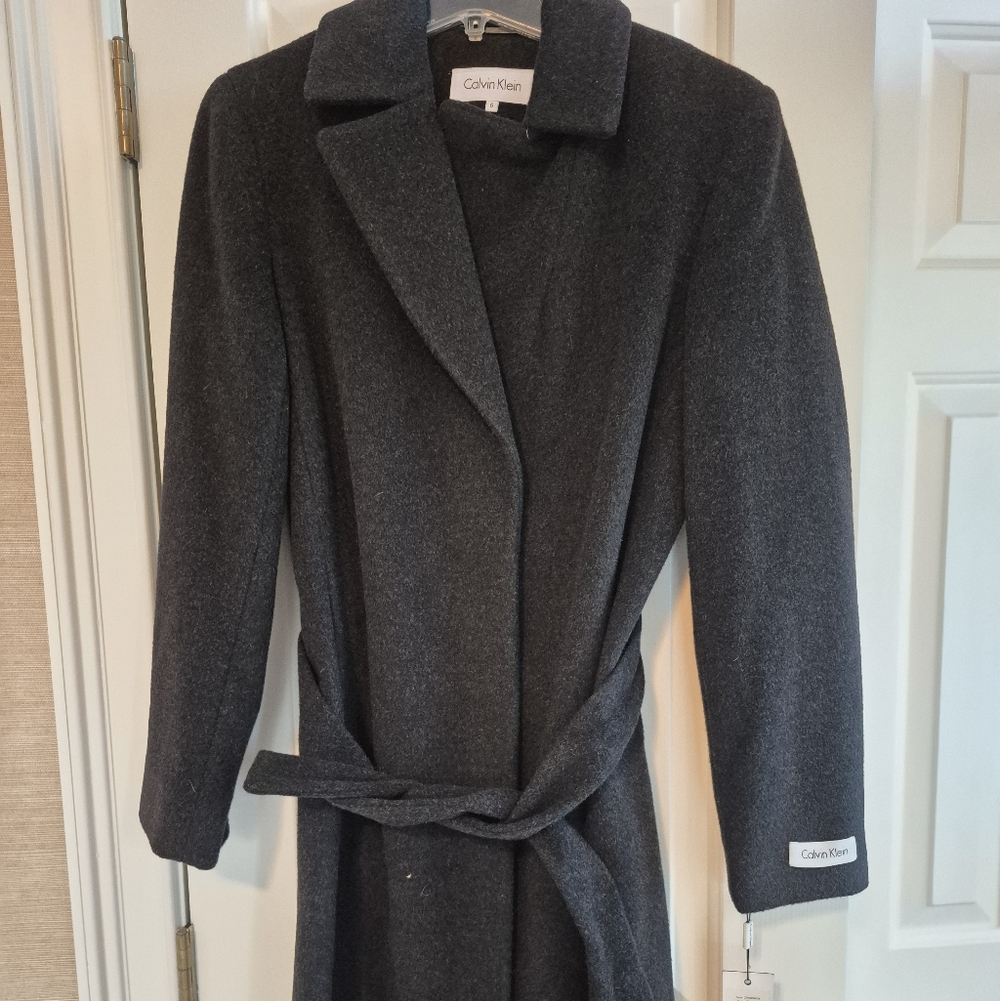 Calvin Klein Dark Gray Wool Blend Pea Coat